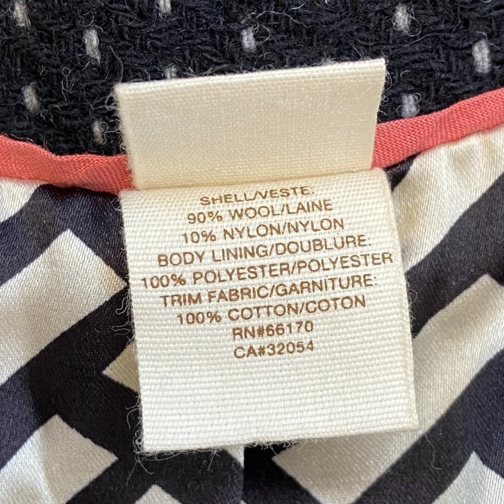 Anthropologie| Idra Black Dot Wool Blend Coat | Sz 8 Ruffle - Picture 9 of 10